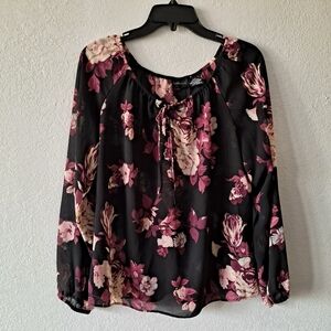 George Purple Floral long Sleeve Blouse